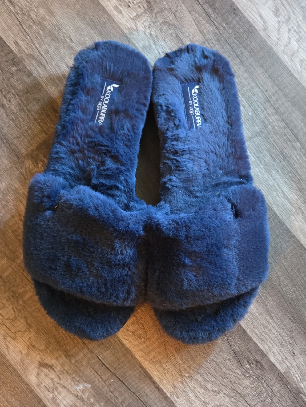 Koolaburra Navy Plush Open-Toe Slide Slippers